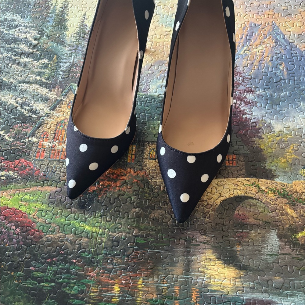 Polka Dot Black and White Women's Heels